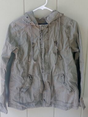 Light Green Hooded Utility Jacket-- XS